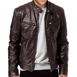 Chaqueta de cuero sintético ajustada para hombre al por mayor con tabla de tallas - Product Image 1