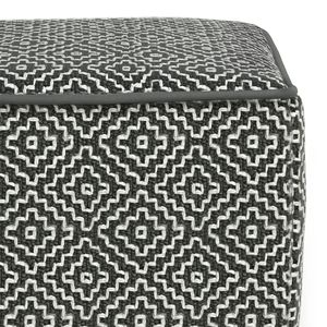 Briella Square Woven Indoor/Outdoor <b>Pouf</b> in Grey/White Stylish and Comfortable - Product Image 3