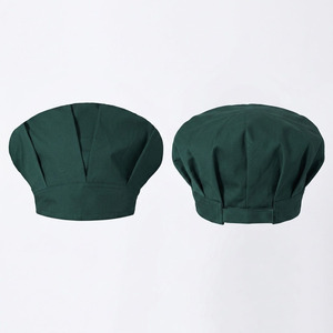 Casquette de Chef Imperméable en Polycoton Premium 180 GSM Vert Foncé à Panneaux Plissés Bande Réglable Unisexe Logo Personnalisé Vêtements de Travail - Product Image 1