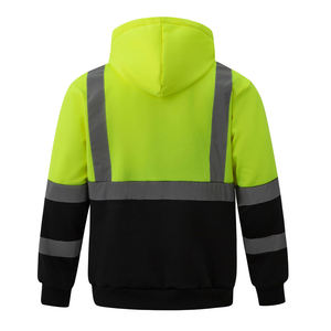High Visibility Reflective Safety Hoodie Full Zip <b>Work</b> Jacket Detachable Hood <b>Waterproof</b> Breathable Hoodie OEM Safety Workwear - Product Image 6