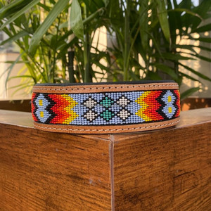 Collier de chien rembourré en cuir taillé à la main à motif occidental Colliers pour animaux de compagnie perlés en cuir véritable Produits en vrac doux et durables - Product Image 3