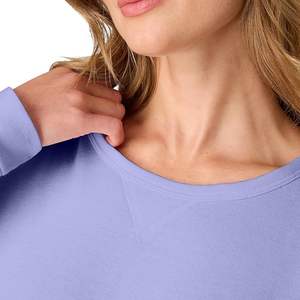 Nueva llegada: Sudadera de algodón de lujo para mujer, de manga larga, cuello redondo, hombros caídos, color liso, cómoda y casual, de Bangladesh. - Product Image 4