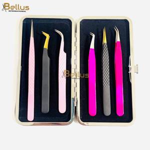 Pince à épiler de luxe rose pâle à isolation nano, pointe droite en fibre, acier inoxydable, logo personnalisé OEM ODM - Product Image 5