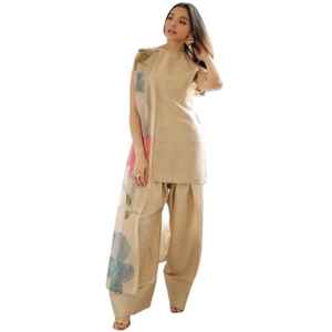 Salwar Kameez para Mujer, Estilo Farshi, Ecológico, Transpirable, Vintage, de Seda Suave, Largo hasta la Rodilla, Estilo Pakistaní - Product Image 1