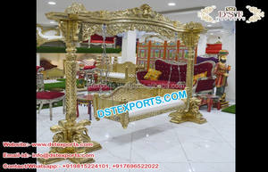 Stunning Golden Wedding Stage <b>Swing</b> Manufacturer Ravishing Wooden <b>Swing</b> Wedding Stages Wedding <b>Swings</b> for Bride Groom Australia - Product Image 3