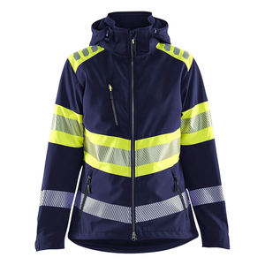Unisex <b>High</b> <b>Visibility</b> Reflective <b>Softshell</b> Safety <b>Jacket</b> Waterproof CE Certified Needle Detection Screen Printed Workwear Hood - Product Image 1