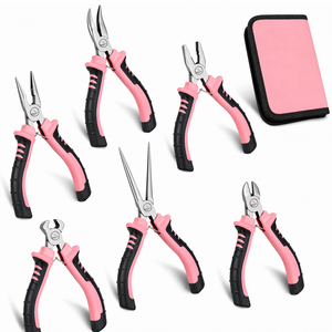 INTENSE SURGICAL INSTRUMENTS Mini 6-Piece Stainless Steel Jewelry Making <b>Pliers</b> <b>Set</b> (Needle Nose Long Nose Cutters) Pink Storage - Product Image 1