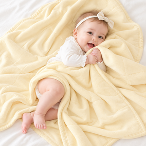 Manta Suave Amarilla para Bebé, de Forro Polar Acolchado, para Envolver, Estilo Sencillo, Ecológica, para Recién Nacidos, Venta al por Mayor de Fábrica - Product Image 1