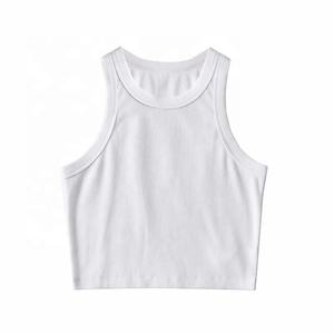 Dernière mode débardeur côtelé sans manches pour femmes haut court toutes couleurs toutes tailles fabrication personnalisée costume de yoga léger - Product Image 3