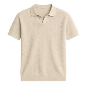 Polo de Punto para Hombre, Manga Corta, Algodón Premium Texturizado, Corte Ajustado, Estilo Casual Elegante, Ropa de Verano Transpirable, Venta al Por Mayor - Product Image 1