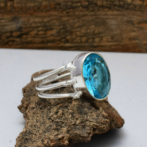 Blue Topaz Gemstone <b>Ring</b> 925 Silver Blue Topaz <b>Ring</b> Handmade Elegant Jewelry December Birthstone <b>Ring</b> Dainty <b>Statement</b> <b>Ring</b> - Product Image 1