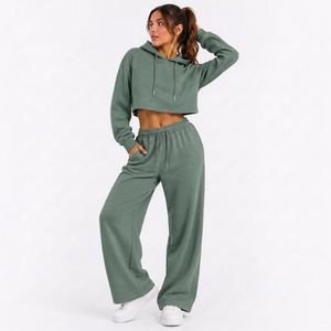 Conjunto de Ropa Casual Cómoda para Mujer, Traje de Dos Piezas Suave con Pantalones de Corte Holgado para el Hogar y Viajes - Product Image 1