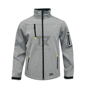 Vestes softshell personnalisées pour hommes, grises, pour le camping en plein air, manteaux thermiques imperméables, veste softshell - Product Image 1