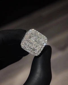 925 Sterling Silver Customizable VS+ Lab-Grown Moissanite 6CT Gold Plated Minimalist Hip Hop Baguette Diamond <b>Iced</b> Name <b>Ring</b> GRA - Product Image 3