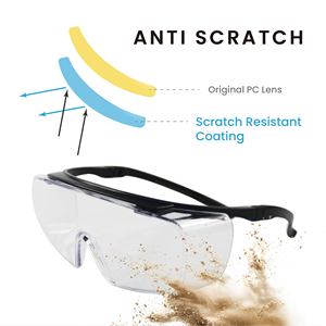 Safety <b>Glasses</b> Clear PC Lenses UV400 Protection Scratch Resistant Anti-Fog Coating ANSI Compliant - Product Image 2
