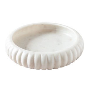 Bol décoratif en marbre blanc naturel, à bord festonné, pour centre de table de luxe, décoration de table pour la maison et l'hôtel - Product Image 1