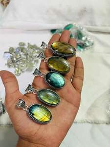 Collier pendentif en labradorite, pierre précieuse naturelle, best-seller, bijou fantaisie pour cadeau, pendentifs fins sertis, breloque, provenant d'un fournisseur en gros - Product Image 4