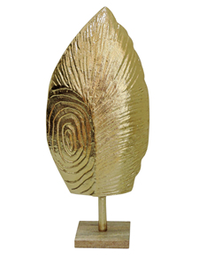 Escultura de Hoja de Aluminio Dorado con Base de Madera, Figura de Arte Abstracto Moderno para Decoración del Hogar, Adorno de Mesa - Product Image 2