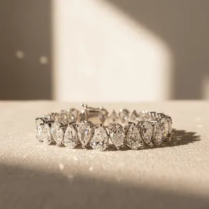 Pulsera de tenis con diamantes de corte pera cultivados en laboratorio para mujer, claridad F VVS2, certificado IGI, precio mayorista, joyería de boda para mujer - Product Image 3