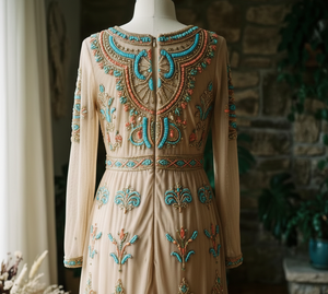 Vestido de Noche Largo de Lujo con Cuentas Hechas a Mano, Vestido Maxi Modesto Bordado, Ropa Formal Personalizada para Fiestas - Product Image 3