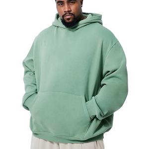 Men's Light green boxy fit Hooded Zip-Up <b>Fleece</b> <b>Jacket</b> with Front Pockets and Ribbed Cuffs Soft Comfortable Casual Outerwear - Product Image 1