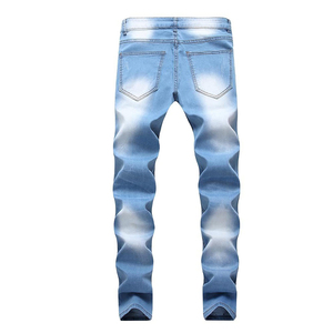 Jeans Rectos para Hombre, Diseño 2023, Corte Medio Ajustado, Transpirables, Teñidos, Cierre de Botón Alto, Estilo Moderno, Personalizados, con Rasgaduras en la Rodilla, Tallas Grandes - Product Image 2