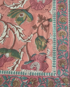 Cotton Modern Pink Solid Handmade Hand Block Table Cover Botanical Design for Home Hotel Use-Pure Prints Rajasthan - Product Image 4