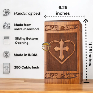 AYAANS Rosewood wooden Hand Carved Wooden Hot Selling cremation Urn Box for Adult Ashes Wholesale Cremation Urns (6X6X11)IN - Product Image 3