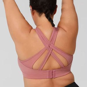 Wire-Free Sports <b>Bra</b> Pink Scoop Neck <b>Racerback</b> Sports <b>Bra</b> Medium Support Breathable Seamless Yoga Top Solid Color Design - Product Image 1