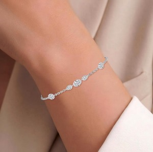 Luxurious 9K Rose Gold Lab Created Oval & Pear Drilled Diamond Station <b>Bracelet</b> 2.42 CTW - Product Image 3