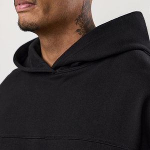 Men's Black Hooded Sweatshirt Regular Fit Casual Long Sleeve Pocket Fleece Autumn Wear 100% Cotton Knitted - Product Image 5
