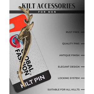 Pin de Kilt Decorativo con Cabeza de Ciervo Antigua, Accesorio Decorativo Tradicional del Clan Escocés, Venta al por Mayor 2026 - Product Image 4