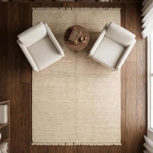 Luxury Ivory Hand Knotted Wool Area Rug Classic Floral Design Soft Texture Decorative Living Room Carpet Fringe Tassels - Product Image 5