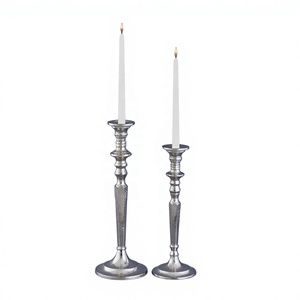 Porte-bougie en métal argenté, artisanat, décoration de table pour Noël, mariages, événements, fêtes, support à bougie, design moderne et actuel - Product Image 1