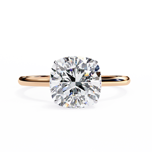 Anillo de Compromiso de Diseño con Diamante Cultivado en Laboratorio de 2.5 CT, Corte Cojín, Oro Amarillo de 14K, Certificado IGI, Regalos de Aniversario y Boda - Product Image 3