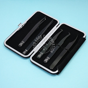 Custom Logo Lash Tweezers Fiber Tip Eyelash Extension Best Fanning Tweezers Lashes Isolation Mega Volume Lash Set for Isolation - Product Image 1
