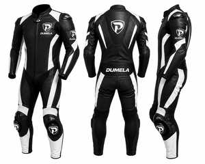 Dumela Custom Genuine Leather Waterproof Windproof Motorbike <b>Suit</b> Full <b>Body</b> Protection Black <b>White</b> Breathable Unisex Auto Racing - Product Image 3