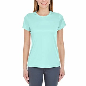 T-shirt à manches courtes col rond bleu clair pour femme, 100% coton jersey, respirant, coupe décontractée, pour le printemps et l'été, OEM ODM - Product Image 1