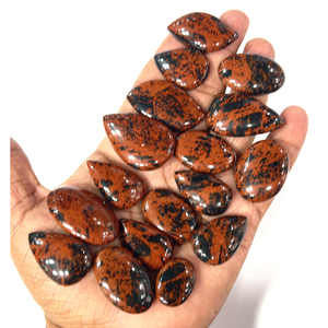 Obsidienne Rouge Naturelle en Forme de Cabochon, Pierres Précieuses Non Montées, Formes et Tailles Mixtes, 20 à 30 mm environ - Product Image 1