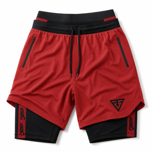 Pantalones Cortos Deportivos 2 en 1 para Hombre con Bolsillos con Cremallera, Secado Rápido, Transpirables, para Gimnasio, Entrenamiento, con Forro de Compresión - Product Image 1