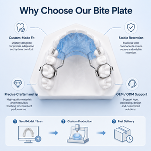 Plaque d'occlusion orthodontique fixe à plan plat, appareil dentaire personnalisé avec bandes molaires, guide occlusal en acrylique, usine de laboratoire OEM - Product Image 5