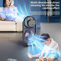 Ventilateur de circulation de bureau à double tête avec angle réglable, flux d'air puissant et rechargeable par USB, idéal pour le bureau et les voyages