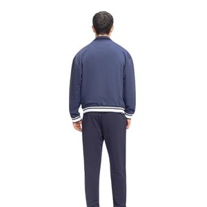 Chaqueta Varsity Azul Marino para Hombre, Chaqueta de Béisbol con Botones a Presión, Cuello y Puños Acanalados, Ropa Casual Urbana, Logotipo Personalizado OEM - Product Image 4