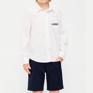 เสื้อนักเรียนแขนยาวผ้าฝ้ายสีฟ้าอ่อนสำหรับเด็ก - Product Image 5