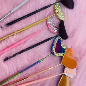 Heart Shape Makeup <b>Mirror</b> With Rhinestones Hand Hold Beauty Tool <b>Plastic</b> Material - Product Image 6