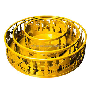 Mejor calidad personalizado árabe Ramadán lujo oro Metal hierro placas bandejas conjunto Rectangular Hotel boda fiesta bandeja para servir - Product Image 4
