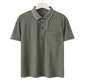Men's Short Sleeve <b>Polo</b> <b>Shirt</b> Solid Oxford Fabric Casual Regular Fit <b>With</b> <b>Pocket</b> Button Front Woven Style - Product Image 5