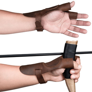 Custom Brown Leather Fingerless Archery <b>Gloves</b> Thermal Hunting Shooting Outdoor Training Grip Protective Half Finger <b>Gloves</b> - Product Image 1