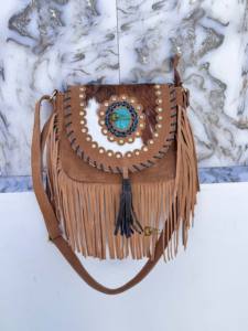 Bolso de Hombro de Cuero con Patrón Occidental y Pelo de Vaca, Estilo Bohemio con Flecos, Bolso Elegante de Piel de Vaca Pequeño, ¡Gran Venta! - Product Image 5