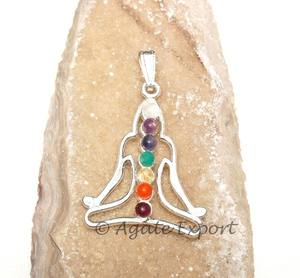 งานฝีมือหินกึ่งมีค่าจี้โลหะควอตซ์คริสตัลจักระ - Product Image 5